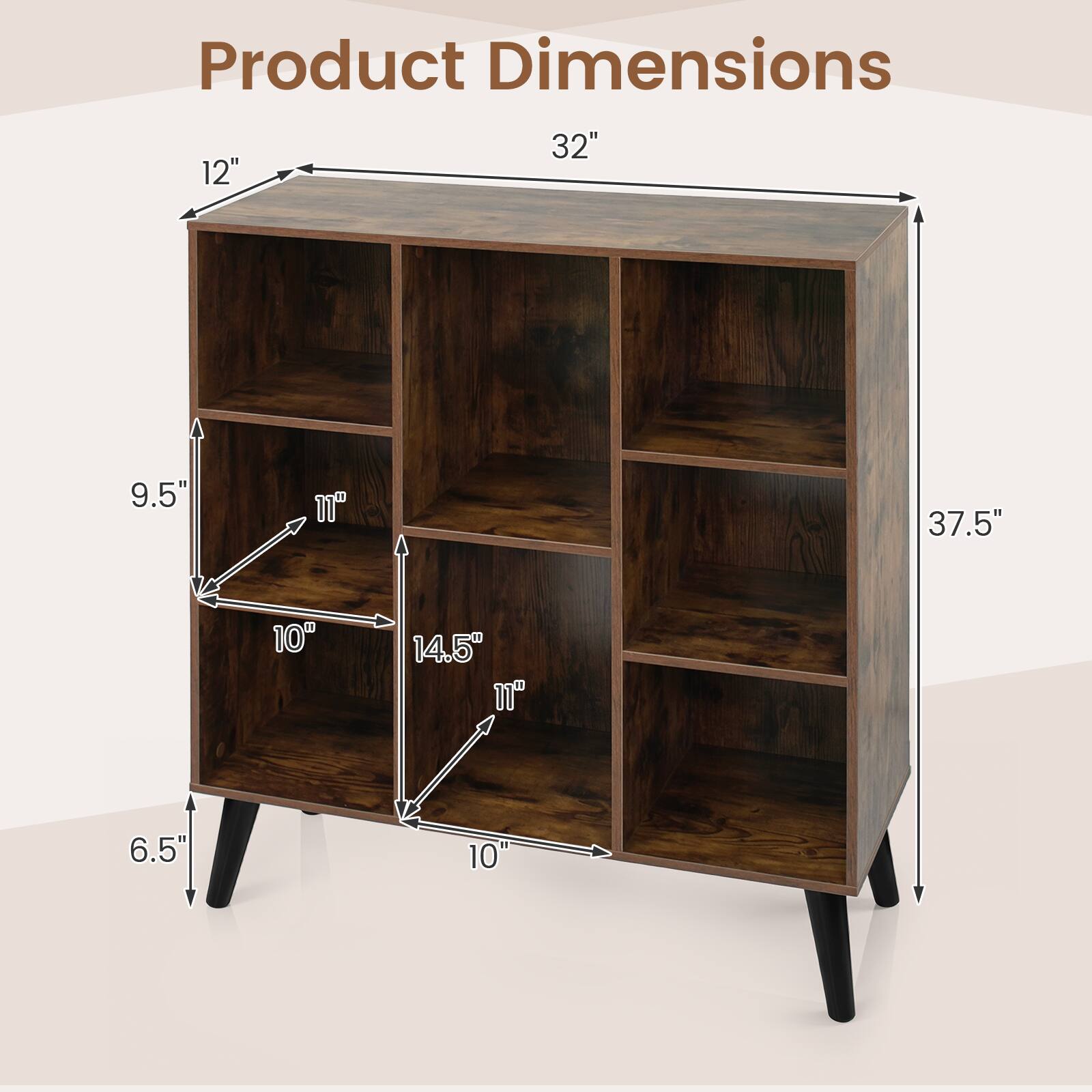 Product Dimensions: 32" x 12" x 9.5" x 11" x 37.5" x 10" x 14.5" x 11" x 6.5" x 10"