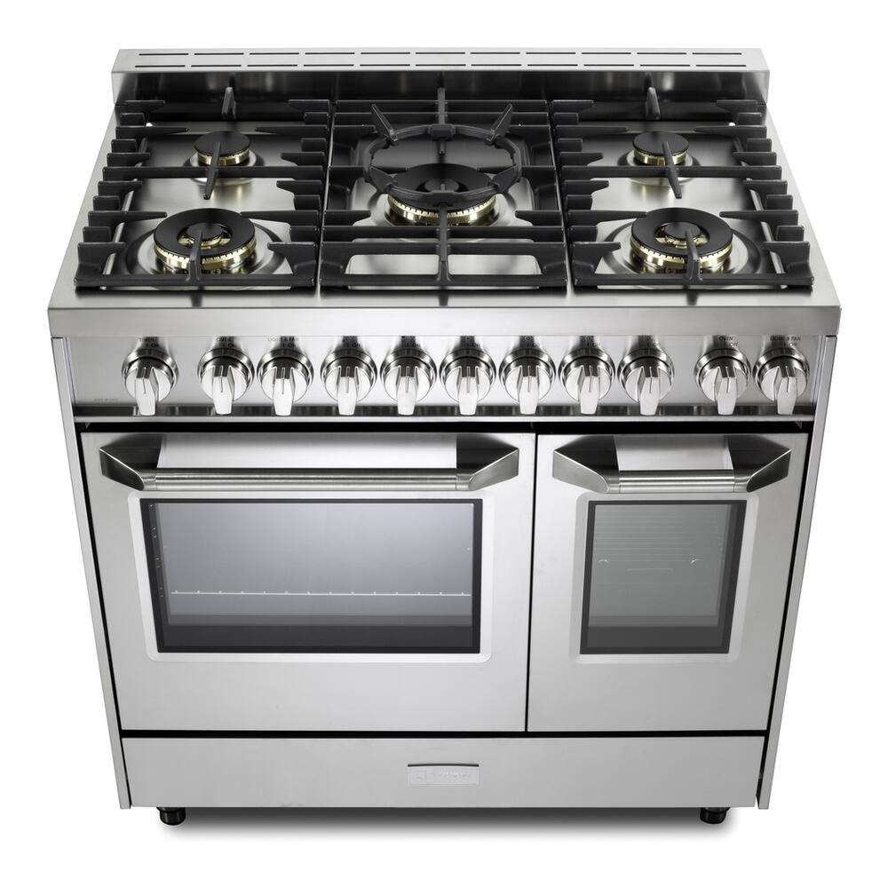 Alt View 6. Verona - Verona Ultima Series 36 in. Double Oven Gas Range with 5 Sealed Burners (Stainless Steel) - Stainless Steel.