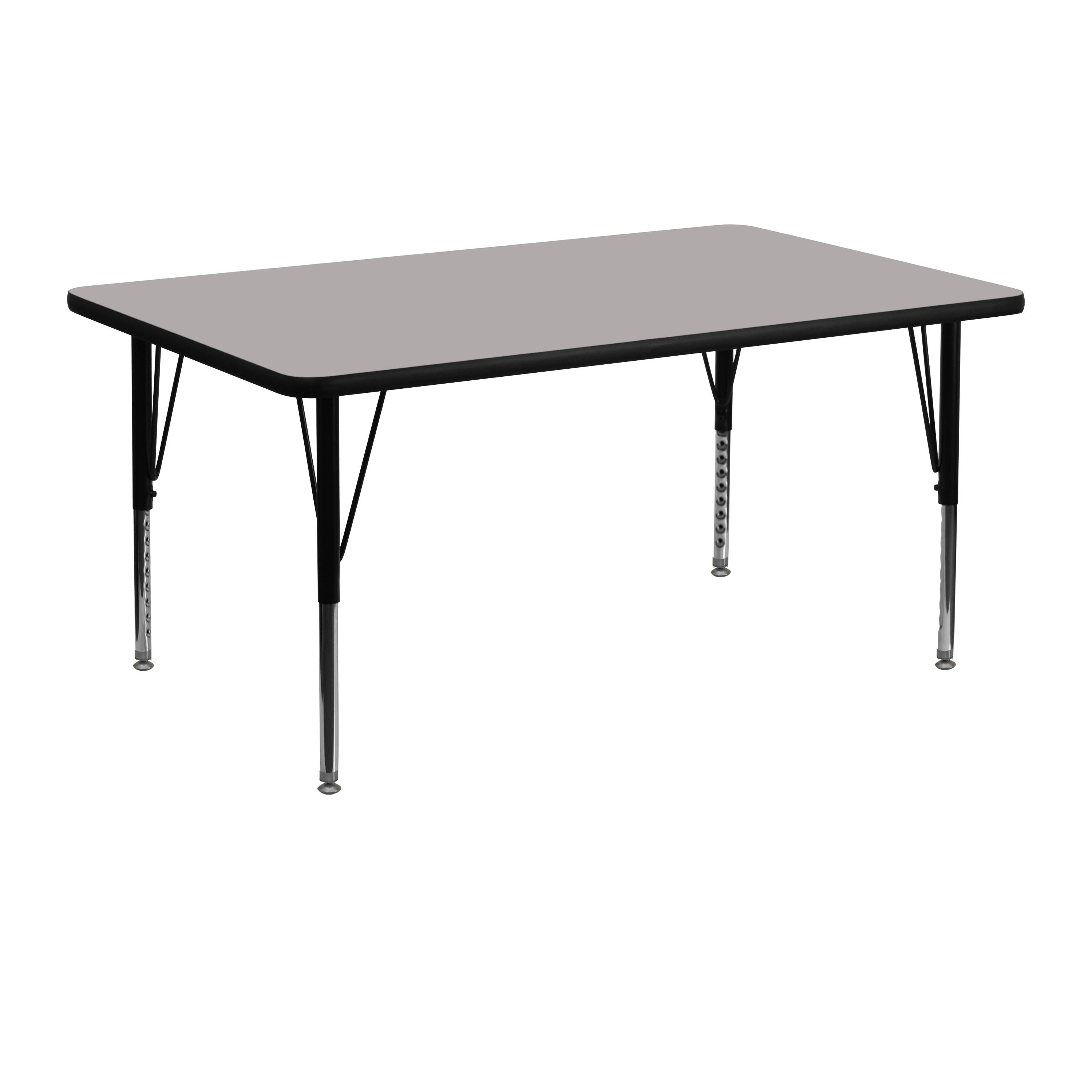 Flash Furniture - Wren 24''W x 48''L Rectangular Grey HP Laminate Activity Table - Height Adjustable Short Legs - Gray price history on PriceWatchPro