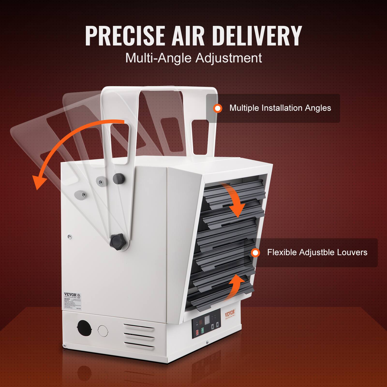 PRECISE AIR DELIVERY  
Multi-Angle Adjustment  
Multiple Installation Angles  
Flexible Adjustable Louvers  
VEVOR