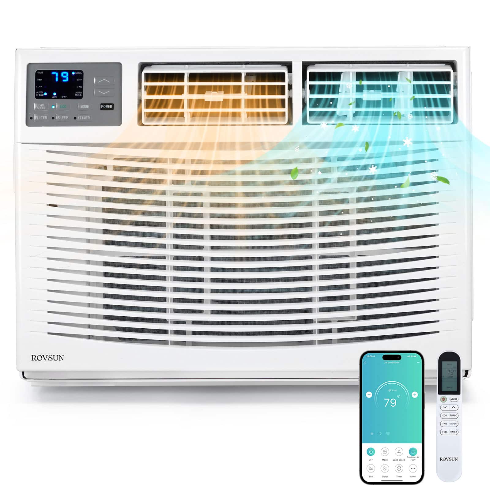 Winado - 18,000 BTU Window Air Conditioner with Heat and Dehumidifier, Wi-Fi Enabled, Energy-Efficient Window AC Unit with Remote - White