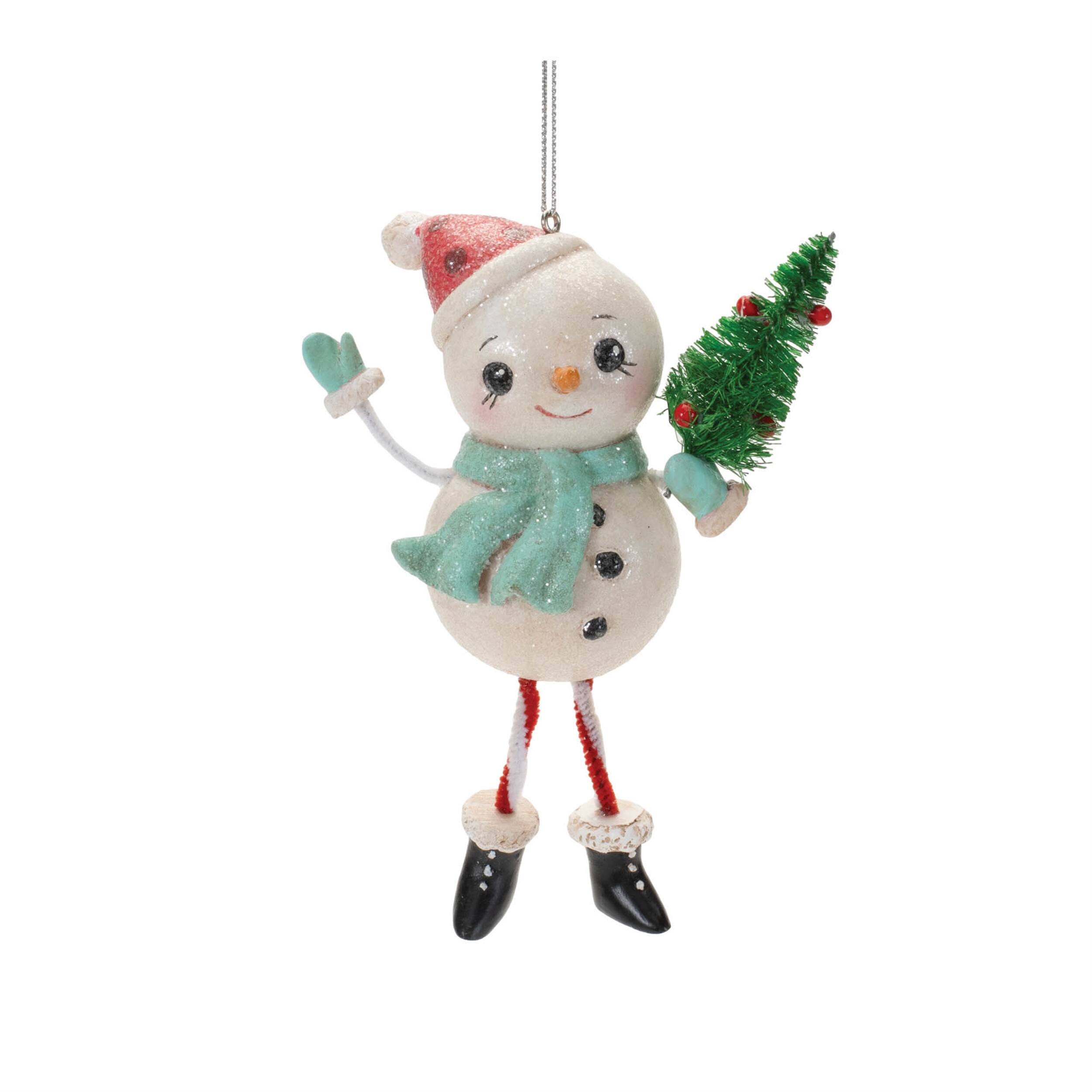 Alt View 1. BreeBe - Nostalgic Snowman Ornament (Set of 12) - White, Red, Green.