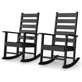 FODINGHILL - 2 Pack HDPE Patio Rocker, Shaker, High Ladder Back - Black