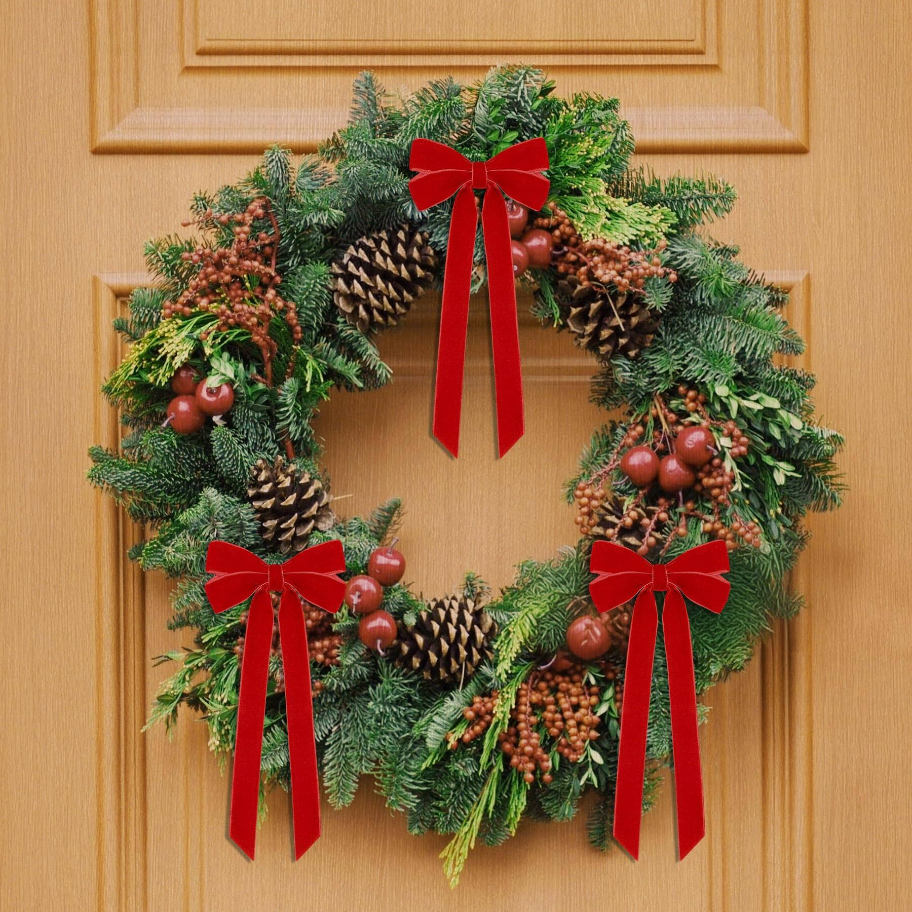 Alt View 3. PARKER SLATER - 12pcs Red Ribbon Bows Christmas Tree Decorations 5in X 10in Xmas Ornaments For Home Party Front Door Wreath - Pink.