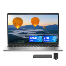 Dell - 15 15.6" FHD Display Laptop,Intel Core i7-1355U,32GB RAM,1TB SSD+1TB Dock Station,Intel UHD Graphics,Win 11 - Silver