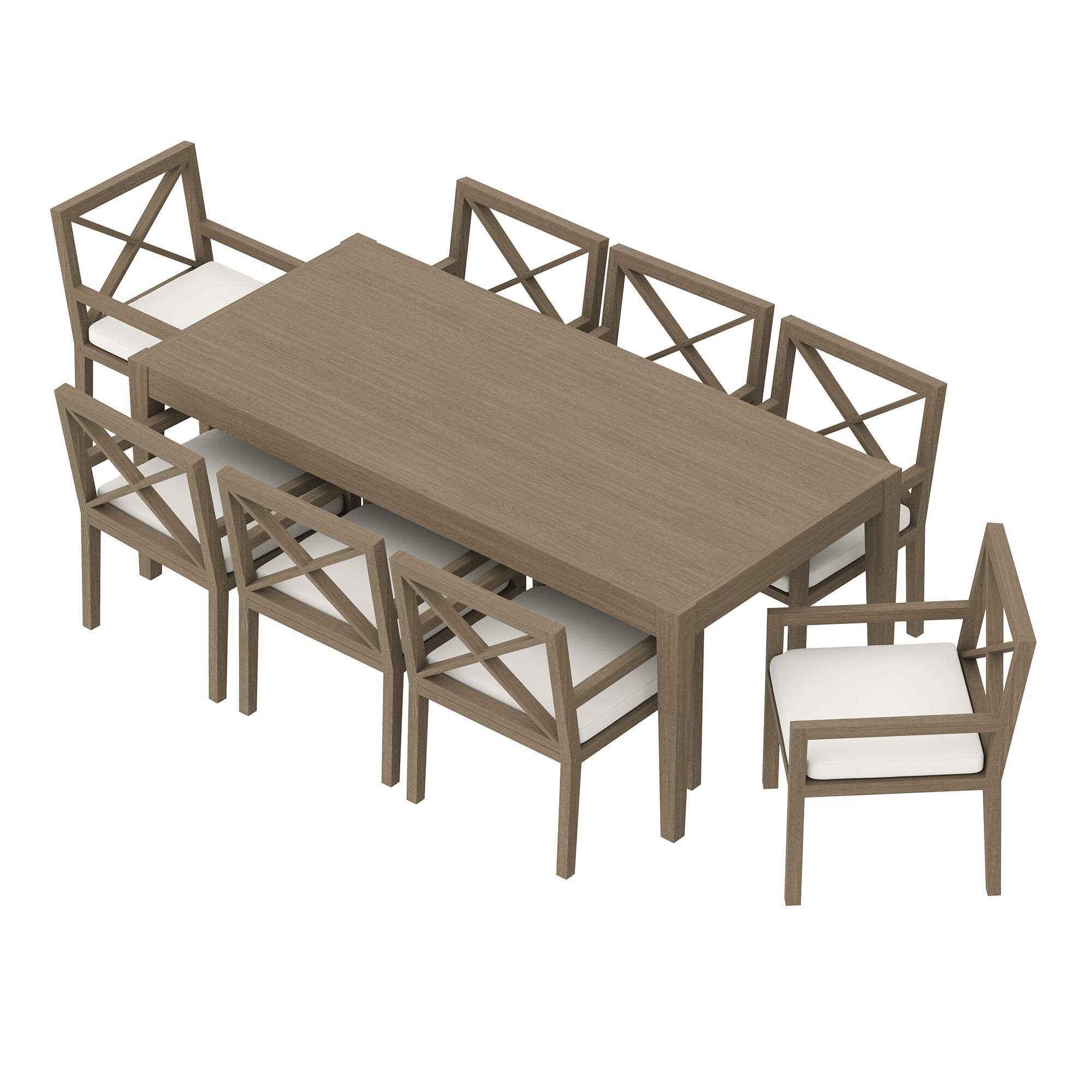 Alt View 2. Modway - Northlake 9-Piece Outdoor Teak Wood Dining Set - 8 Seats, 83-inch Rectangular Table - Weathered Gray.