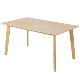 Ecooso - Retro Dining Table-6 people, Minimalist Rectangular Dinette Table for Dining Room and Kitchen, Rubber wood Legs - Natural Wood Wash