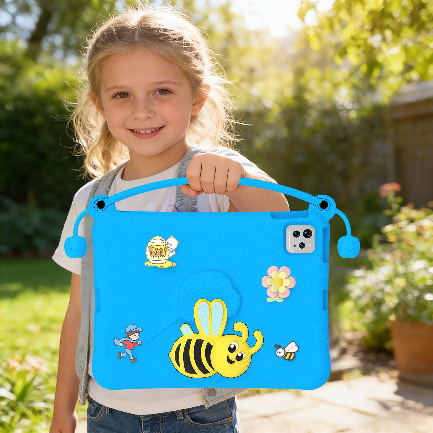 Alt View 1. Dteck - for Apple iPad (A16) 11" 2025 & iPad Air 11‑inch (M4) 2026 Kids EVA Tablet Case,Shockproof Kickstand Cover + Handle - Blue.