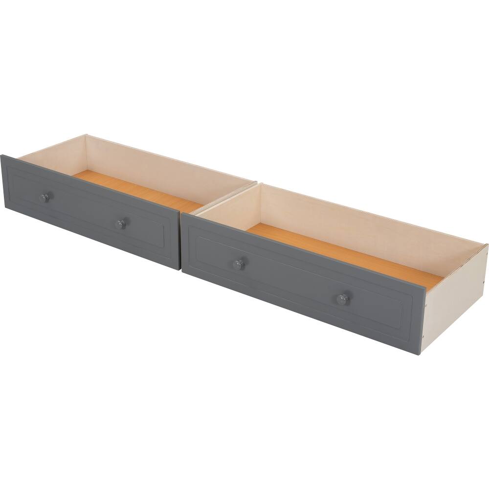 Alt View 7. Loheer - Loheer Full Over Full Bunk Bed with Drawers Convertible Solid Wood Gray - Gray.