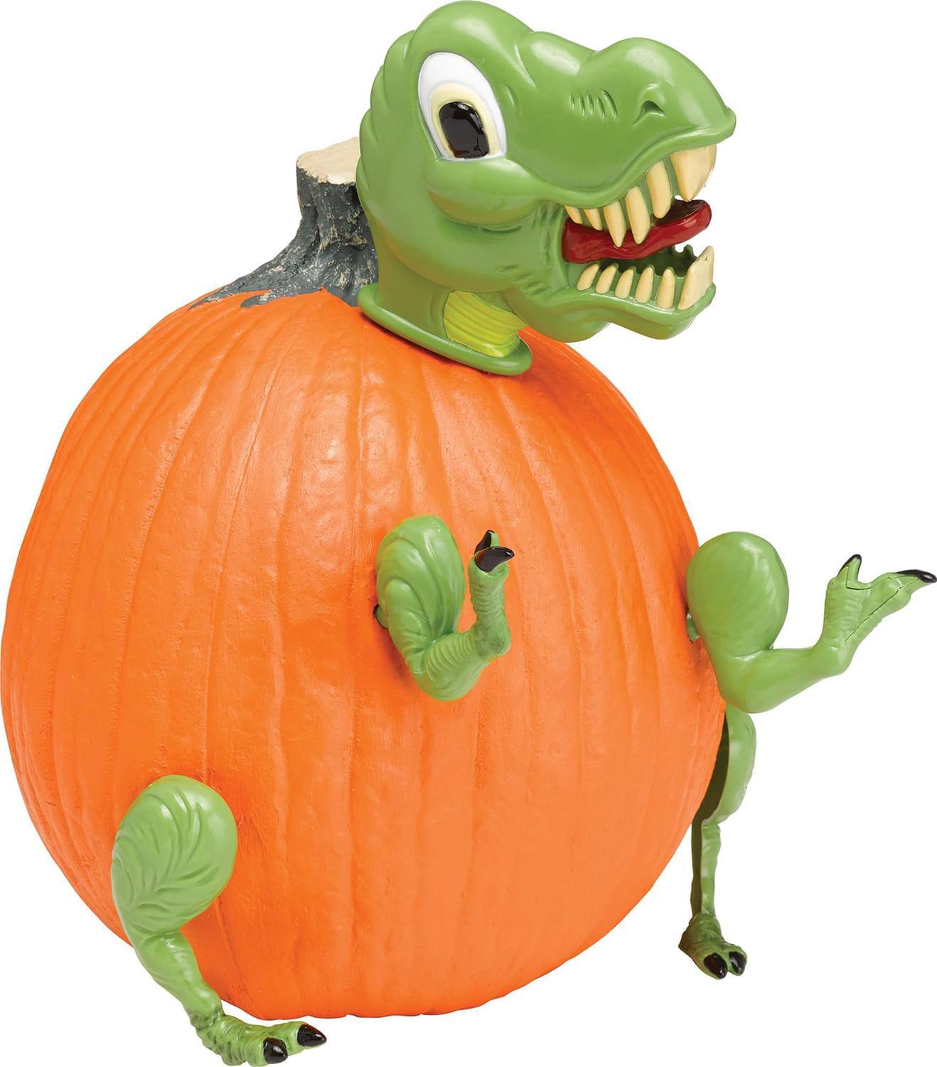 Alt View 1. Funworld - Halloween T-Rex Dinosaur Pumpkin Decorating Kit - Green.