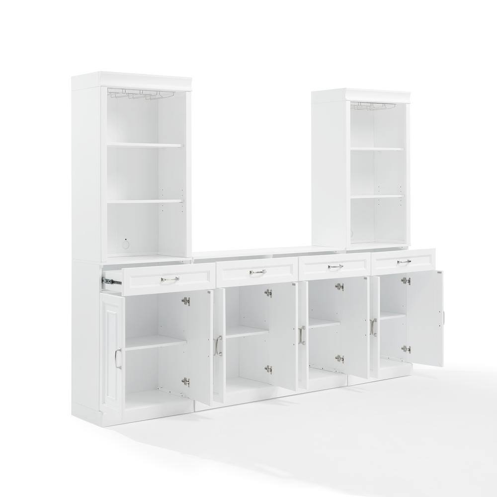 Alt View 7. Crosley Furniture - Stanton 3-Piece Sideboard And Bar Cabinet Set - Sideboard & 2 Bar Cabinets - White.