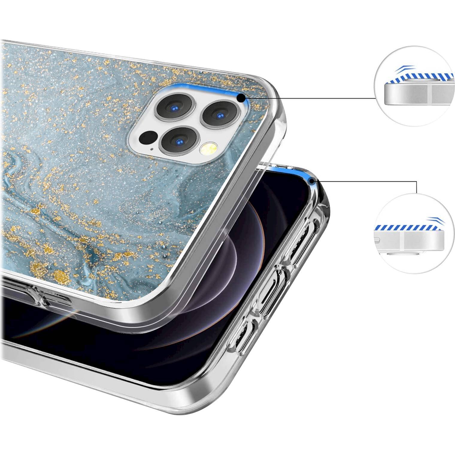 Alt View 14. SaharaCase - Marble Series Case for Apple iPhone 13 Pro Max - Blue/Gold.