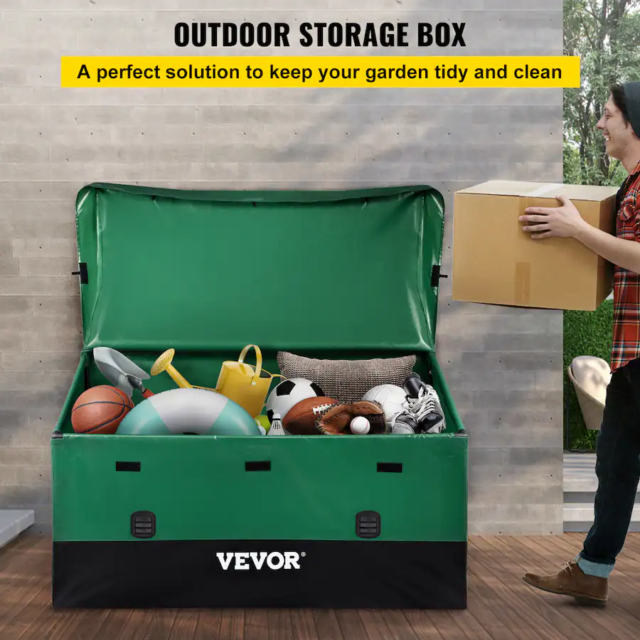 Pe Mini Storage Box VEVOR Outdoor Storage Box, 150 Gallon Waterproof PE Tarpaulin Deck Box ...