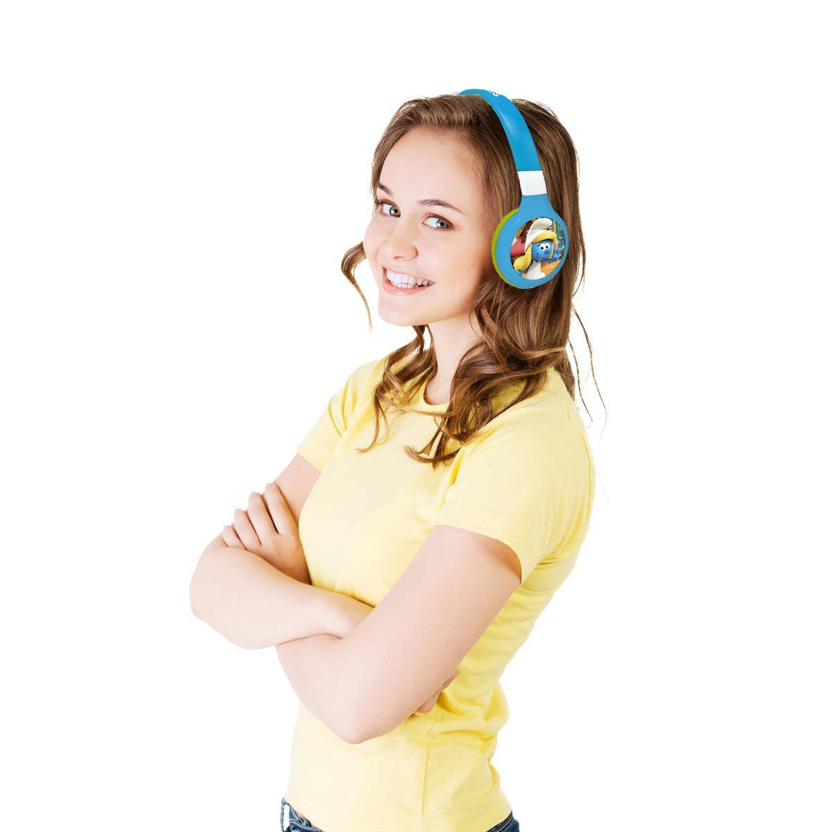 Alt View 4. Lexibook - 2 in 1 Bluetooth® and Wired comfort foldable Headphones with safe volume limitation The SMURFS Design.