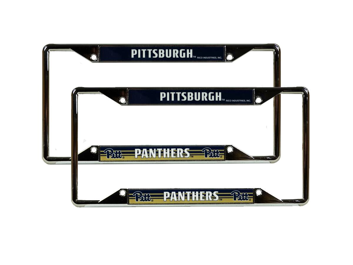 Rico Industries- Pittsburgh PITT Panthers Chrome EZ View License Plate Frame- Set of 2 Frames- Multi