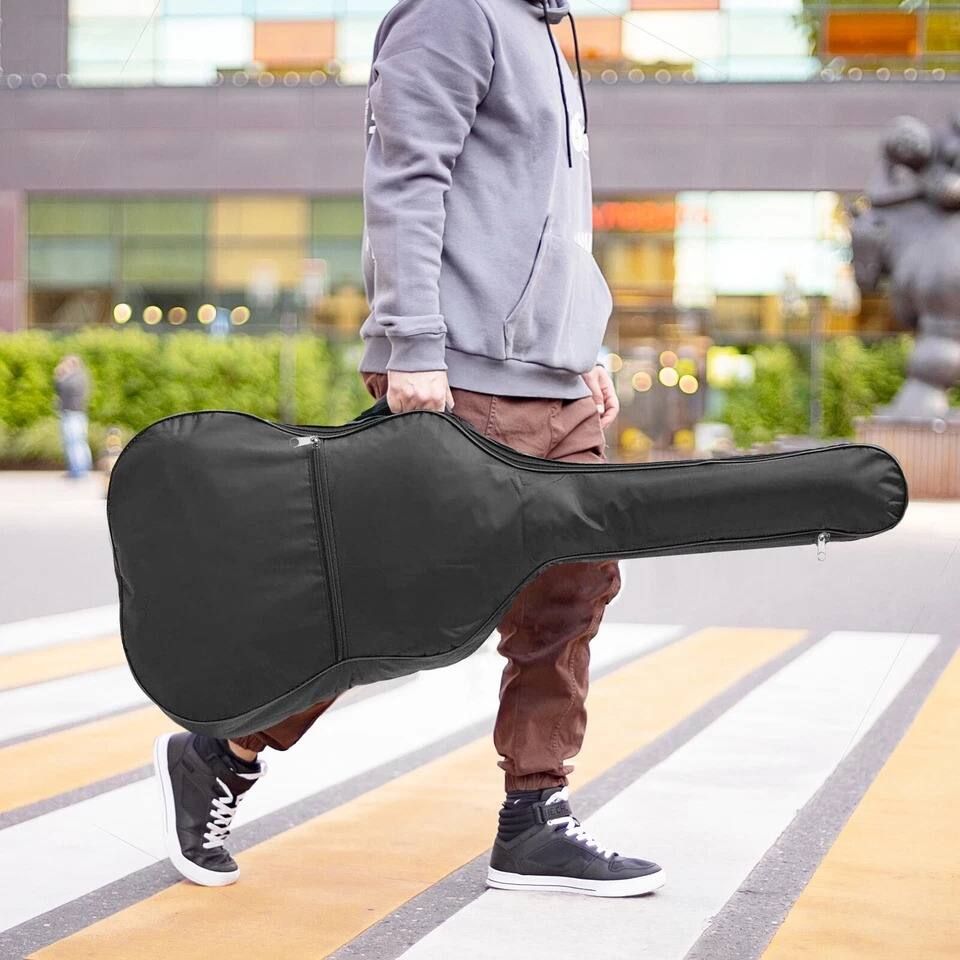 Alt View 3. Home Collection - 41" Waterproof Acoustic Guitar Bag with Backpack Straps, Heavy-Duty Gig Case - Black.