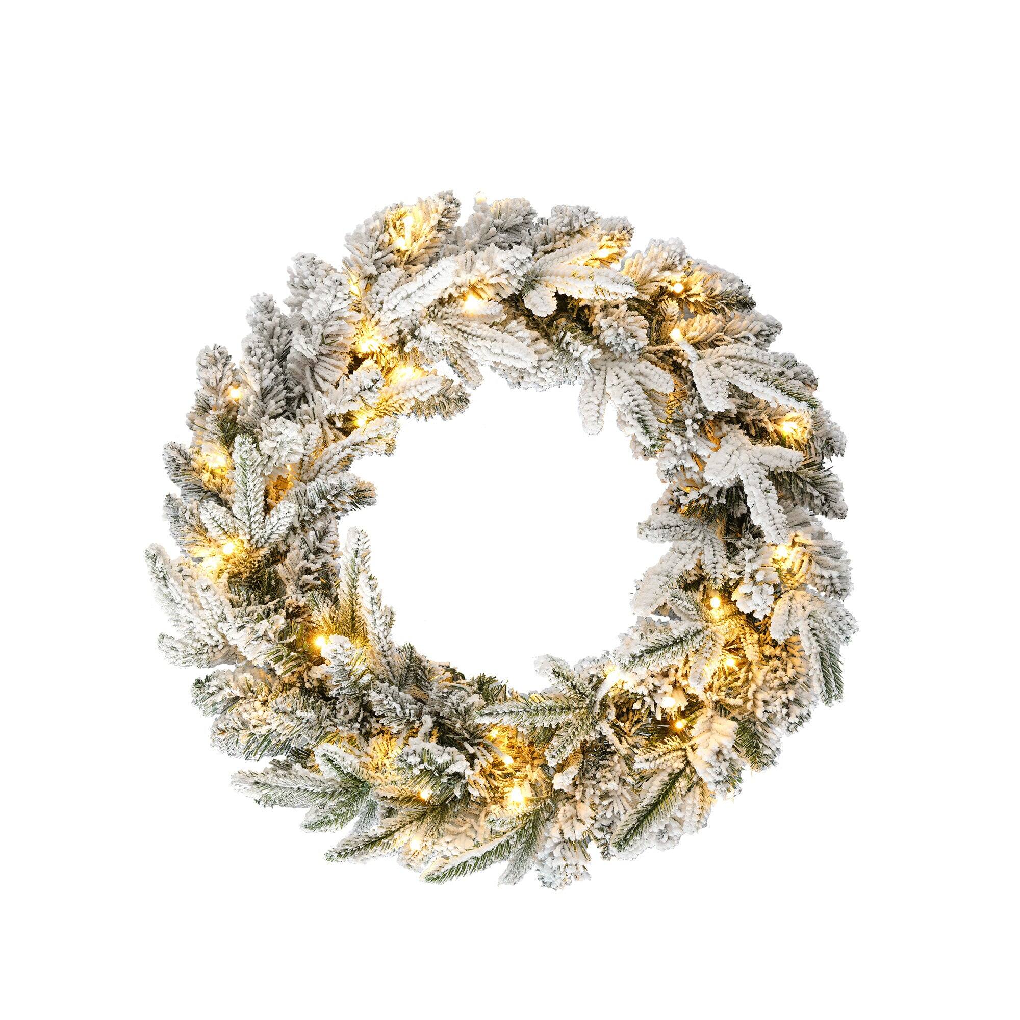 Alt View 7. Hivvago - Christmas Snow Flocked Wreath 9ft Flocked Garland, Flocked Wreath, 6ft Flocked Tree - Green,White.