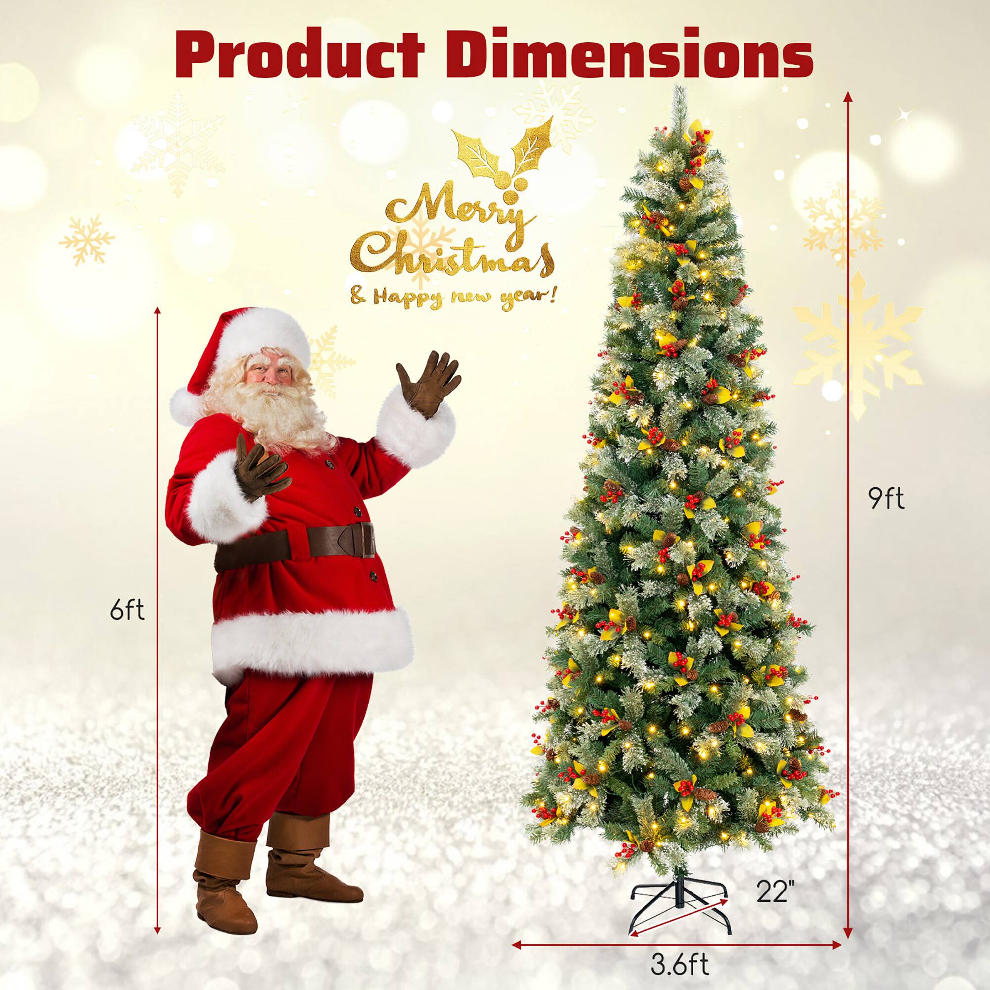 Product Dimensions

Merry Christmas & Happy new year!

- 6ft
- 9ft
- 3.6ft
- 22"