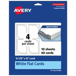 Avery - Leaf Flat Cards, 3-1/2" x 5", Matte 40 Total - White