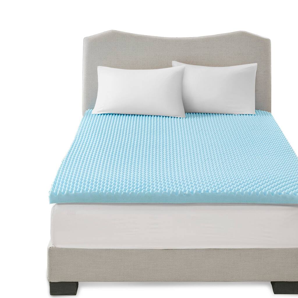 Front. Gracie Mills - Gracie Mills Melody All Season 3 Inch Reversible Cooling Gel Memory Foam Mattress Topper - Blue.