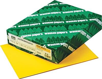 Wausau Papers  
Astrobrights  
24% Recycled Text  
500 Sheets  
11 x 17"  
Solar Yellow  
22531  
WRS2U  
1150M