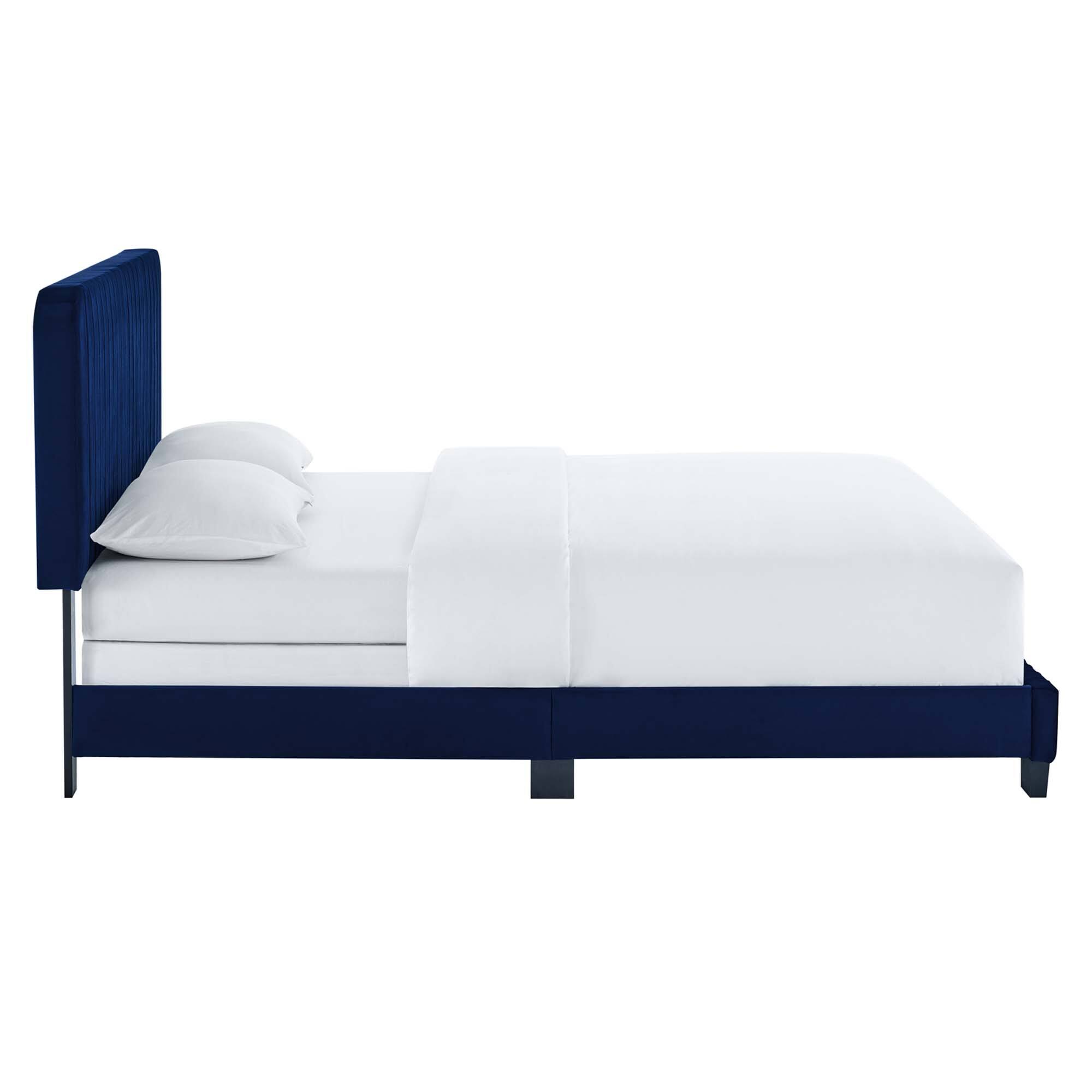 Alt View 1. Modway - Sofia Channel Tufted Performance Velvet Twin Platform Bed - Blue.