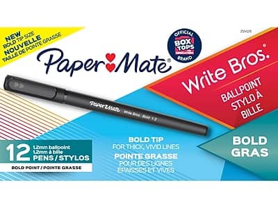 Paper Mate - Write Bros. Ballpoint Pen, Bold Point, Dozen - Black Ink