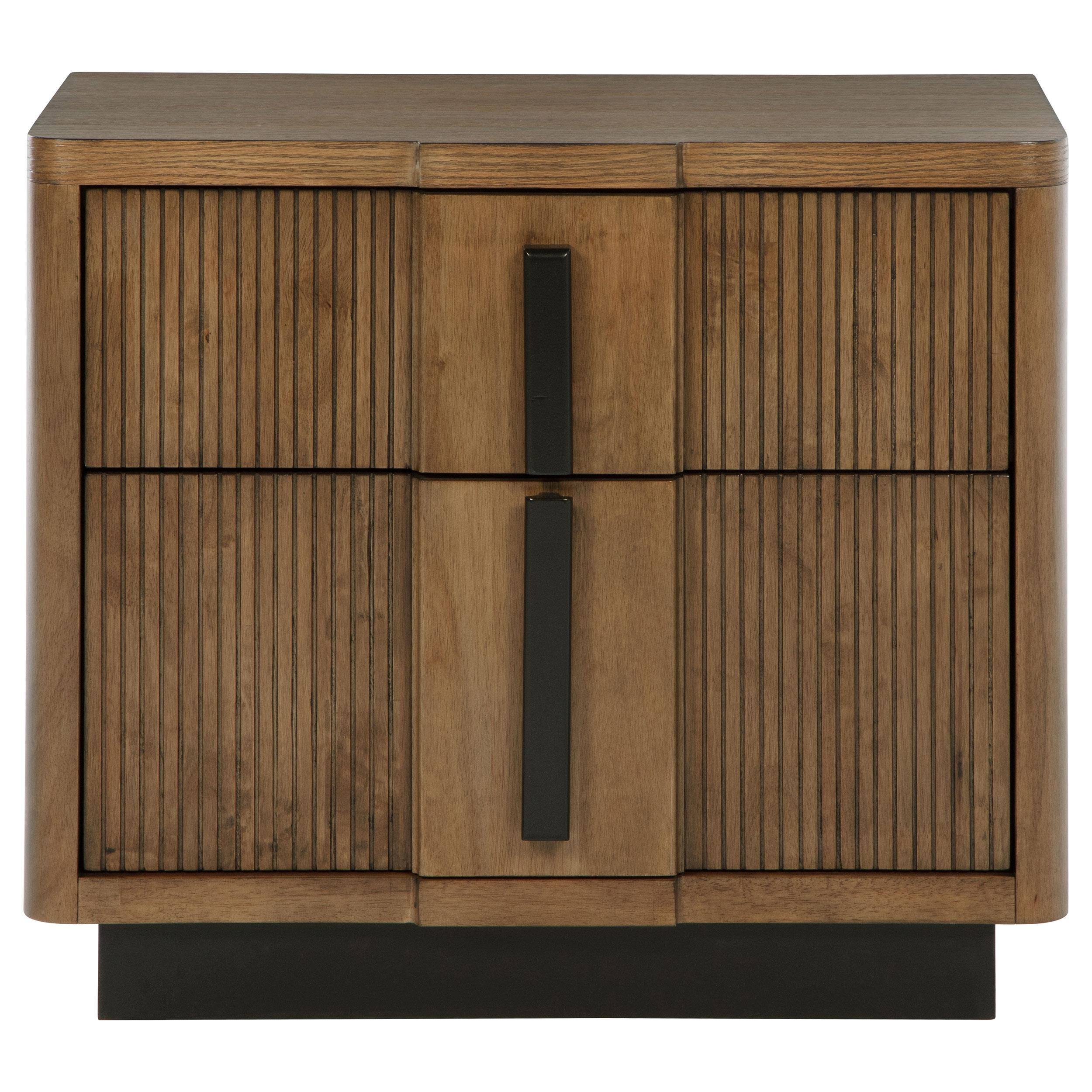 Alt View 1. Manhattan Lane - Reon Nightstand, 2 Drawers, Decorative Reeded - Brown.