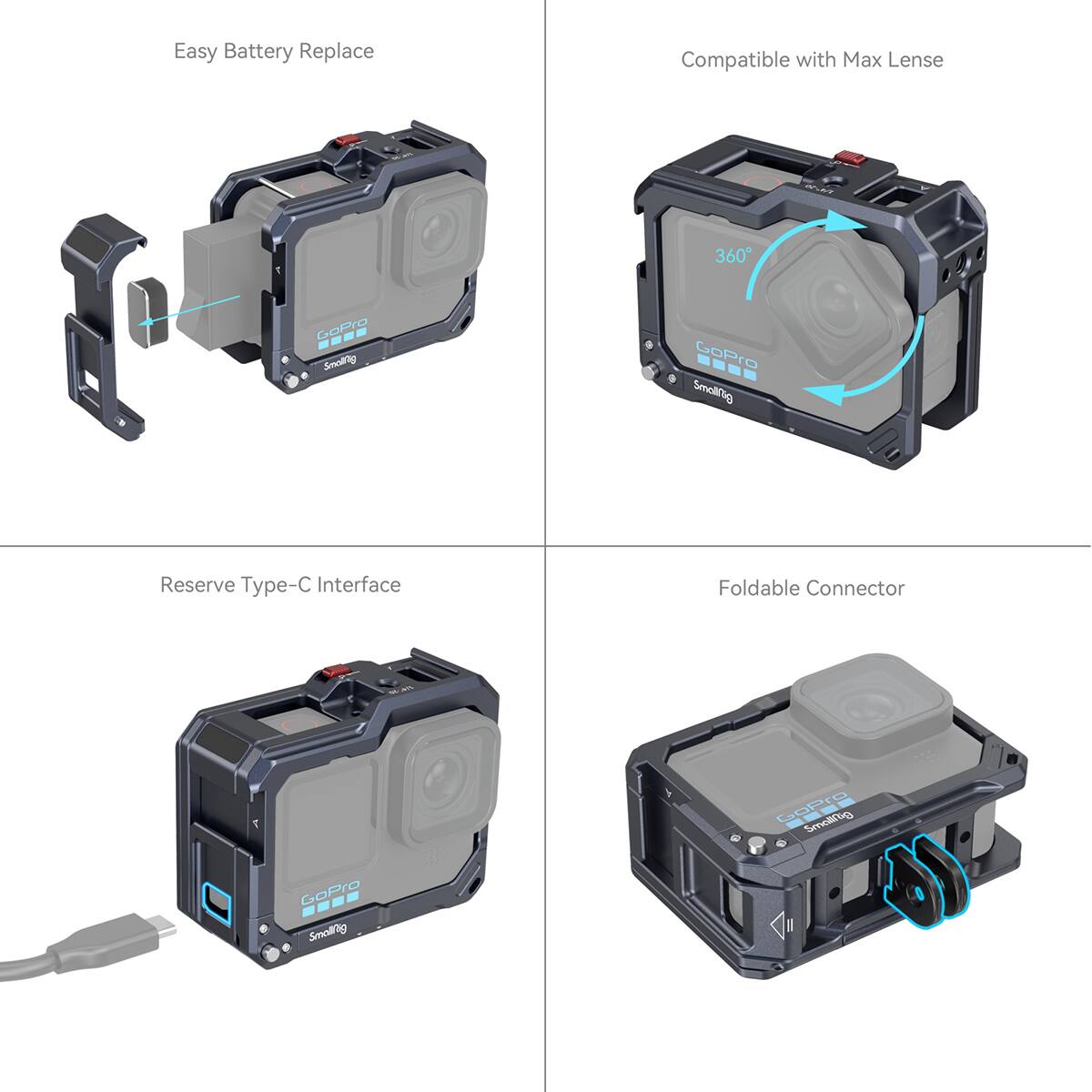 Easy Battery Replace  
Compatible with Max Lens  
Reserve Type-C Interface  
Foldable Connector