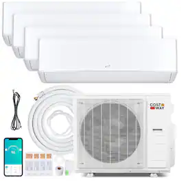 Costway - X-Pro 35000 BTU 4 Zone 12K + 12K + 12K + 12K Mini Split Air Conditioner Heat Pump, Line Set Included - White