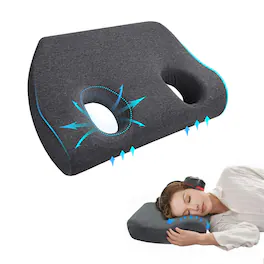 wowmax - Memory Foam Ear Pillow for Side Sleepers - Hole Design for Ear Pain Relief, Grey Washable - Gray