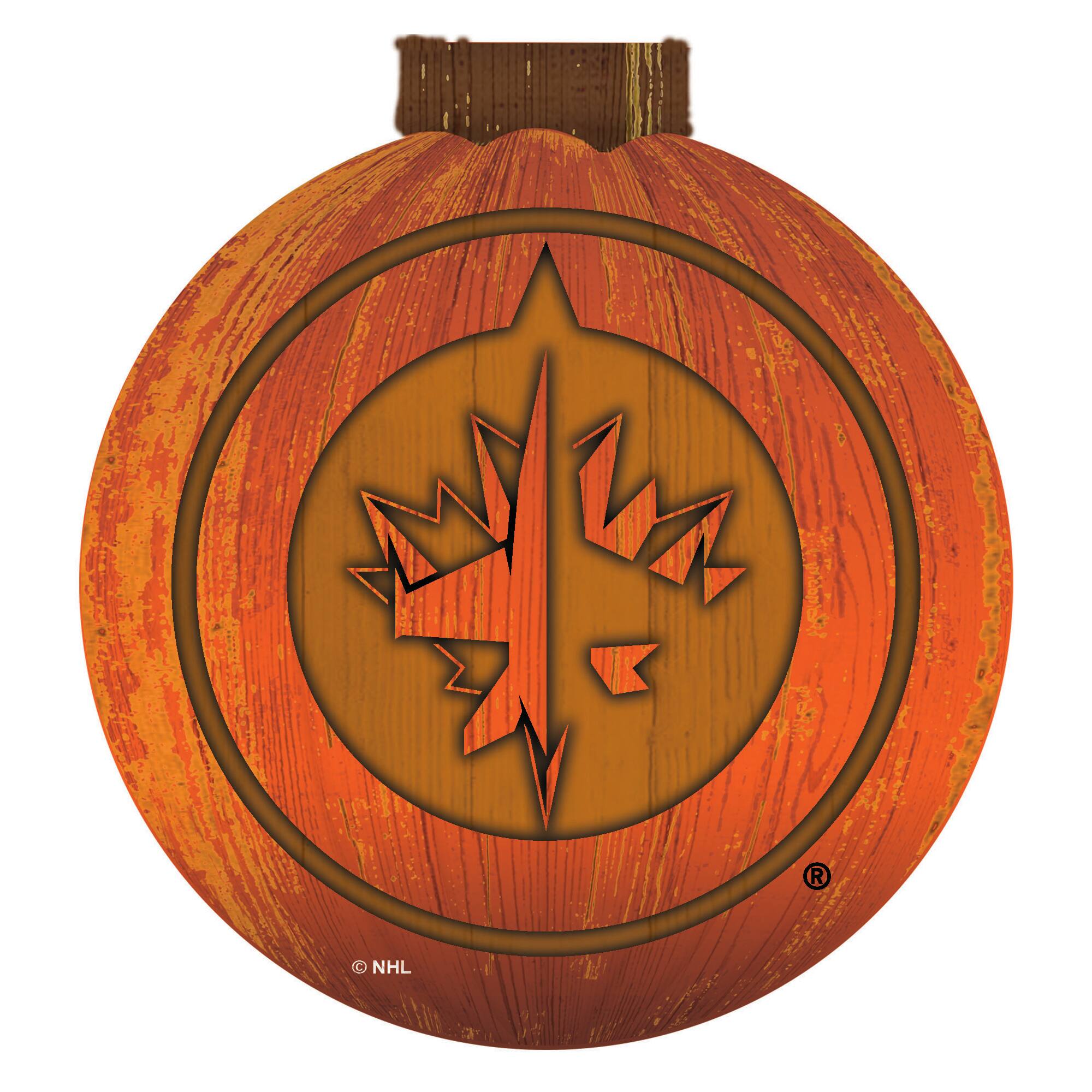 Front. Fan Creations - Winnipeg Jets 12'' Pumpkin Sign - Orange.