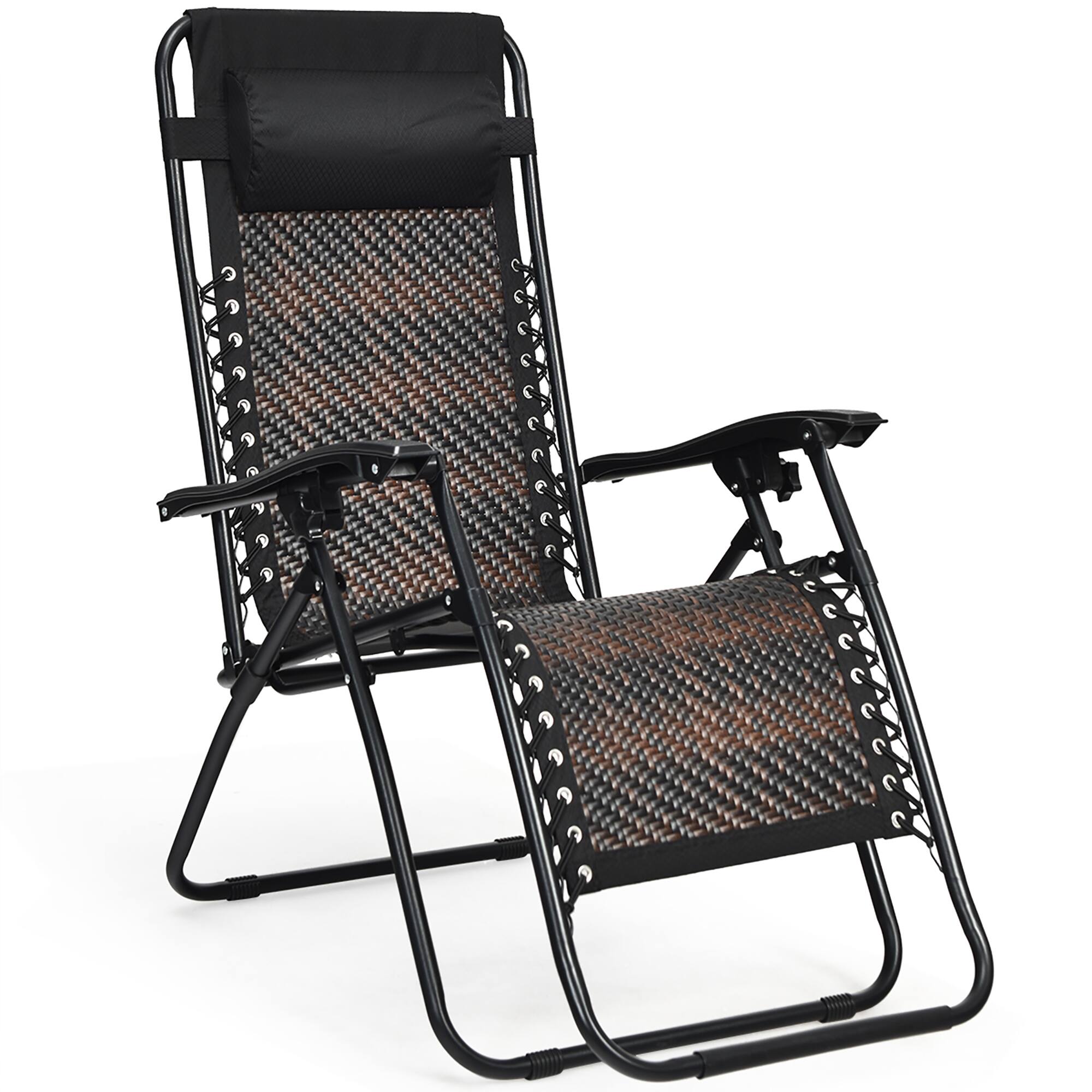 Alt View 9. Costway - Costway 2PCS Patio Rattan Zero Gravity Lounge Chair Folding Recliner Headrest - Mix Brown + Black.