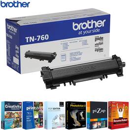 Brother - TN760 Genuine High Yield Toner Cartridge Black with Printer Softwares