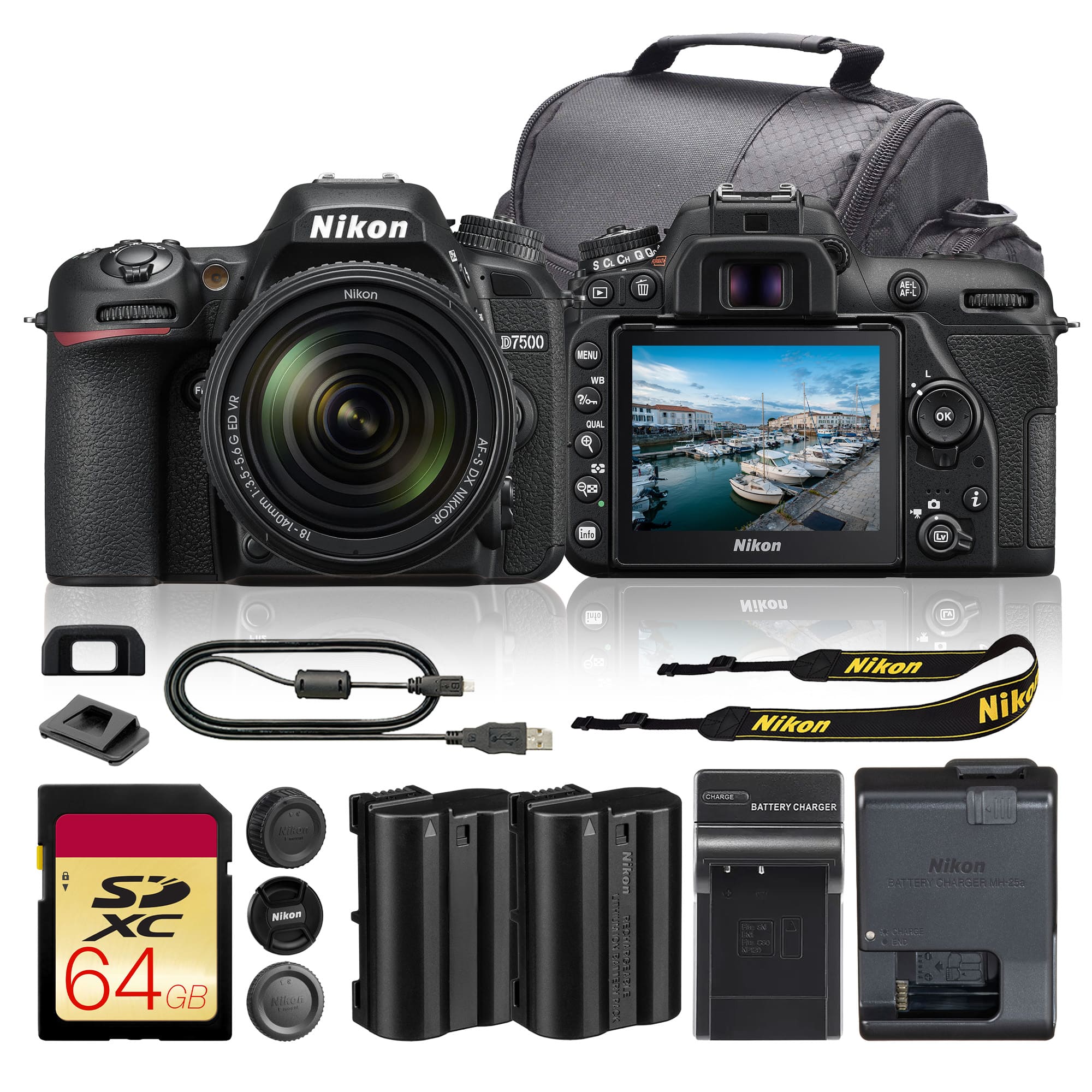 Nikon - D7500 DSLR Camera with AF-S DX NIKKOR 18-140mm f/3.5-5.6G ED VR Lens (5pc Bundle) price history on PriceWatchPro