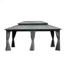 Mondawe - 12' X 18' Premium Hardtop Gazebo with Galvanized Steel Roof - Gray