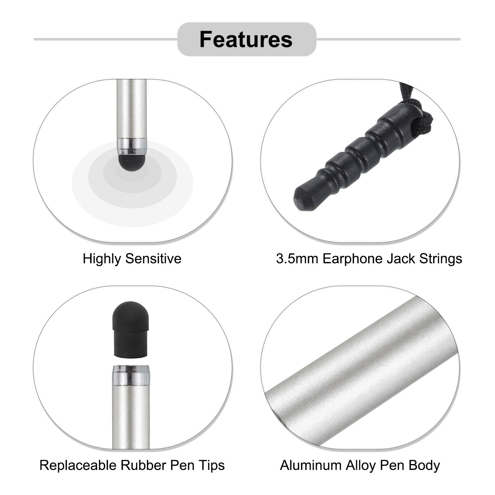 Features

- Highly Sensitive
- 3.5mm Earphone Jack Strings
- Replaceable Rubber Pen Tips
- Aluminum Alloy Pen Body