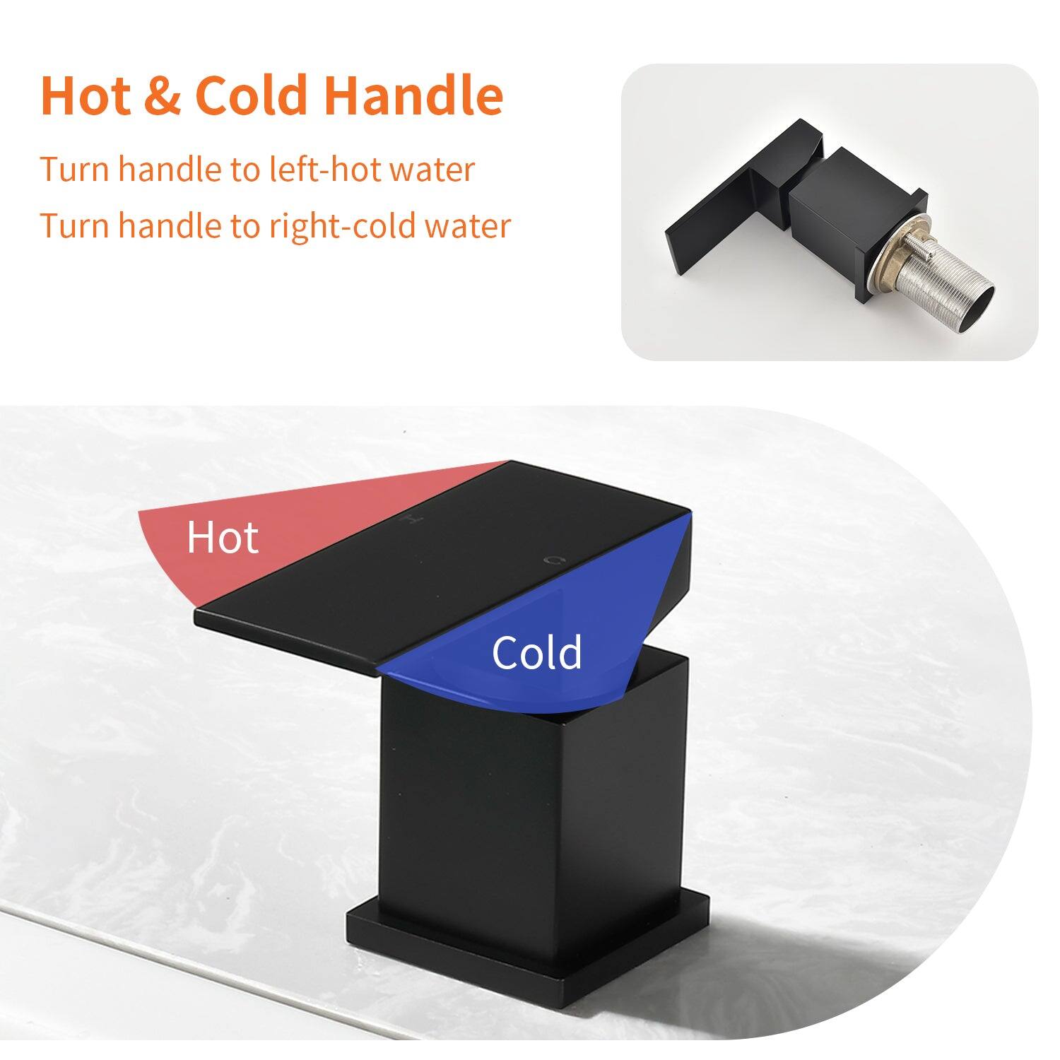 Hot & Cold Handle

Turn handle to left - hot water  
Turn handle to right - cold water  

Hot  
Cold