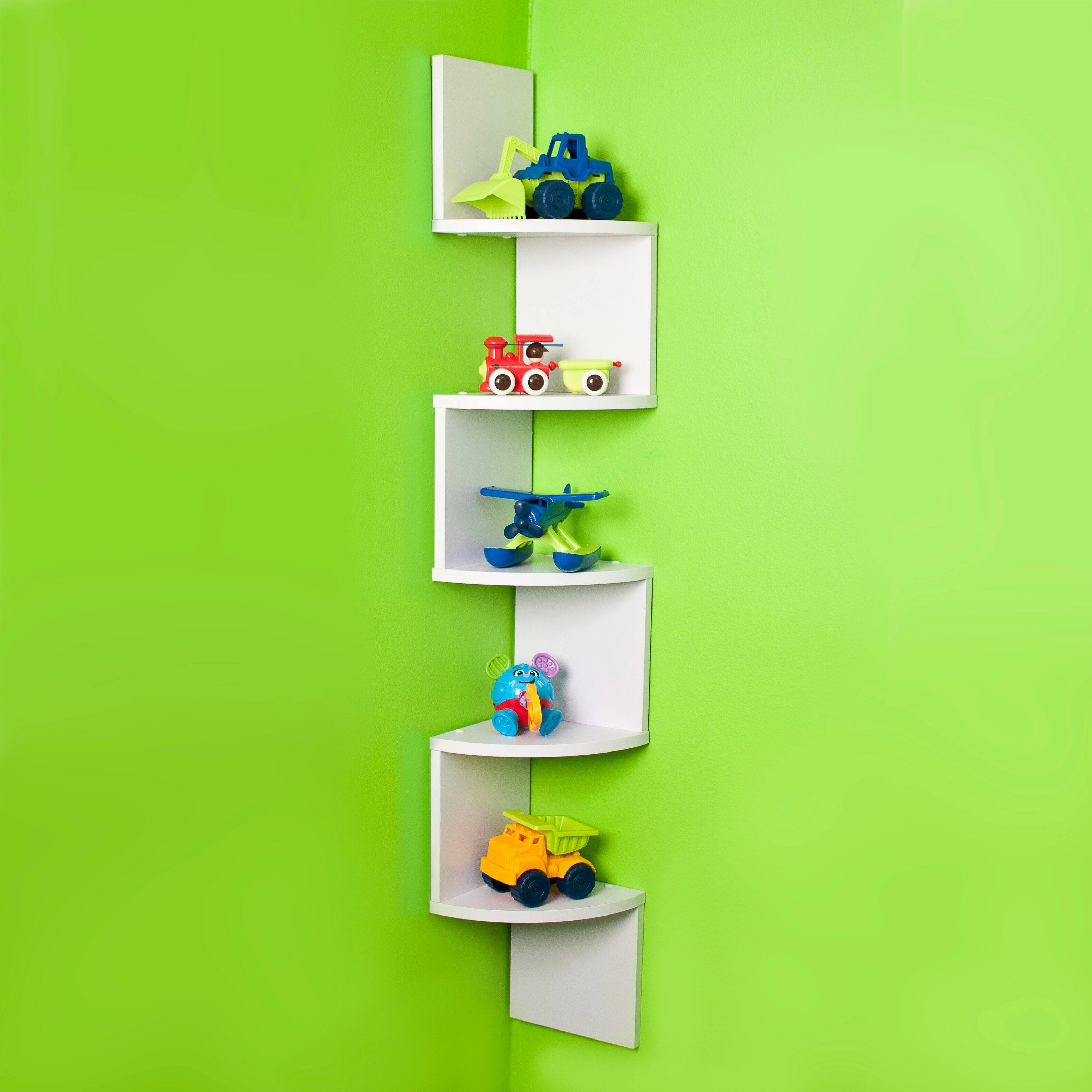 Left. Danya B - Five Tier Corner Wall Shelf - White - White.