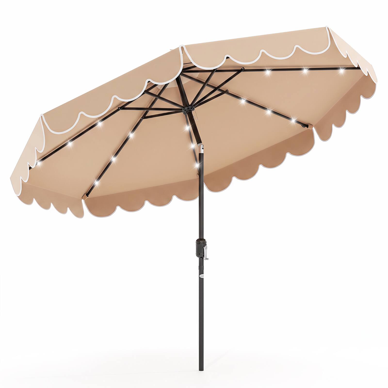 Alt View 9. Gymax - Gymax 9.3 FT Solar Patio Umbrella w/ 32 LED Lights & Vented Top & Ruffles Beige - Beige.