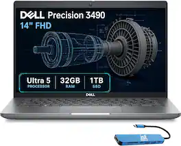 Dell - Upgraded - Precision 3490 14" FHD Mobile Workstation AI PC Laptop - Intel Core Ultra 5 - 32GB RAM - 1TB SSD - Windows 11 Pro - Gray