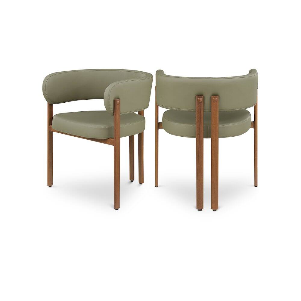 Meridian Furniture - Gideon Olive Vegan Leather Dining Chair, Set of 2 - Green