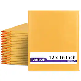 Fosmon - #6 Kraft Bubble Mailer 12 x 16 inches, Padded Shipping Envelopes for Book, Documents, 12 x 15" Usable size - 20 Pack - Orange