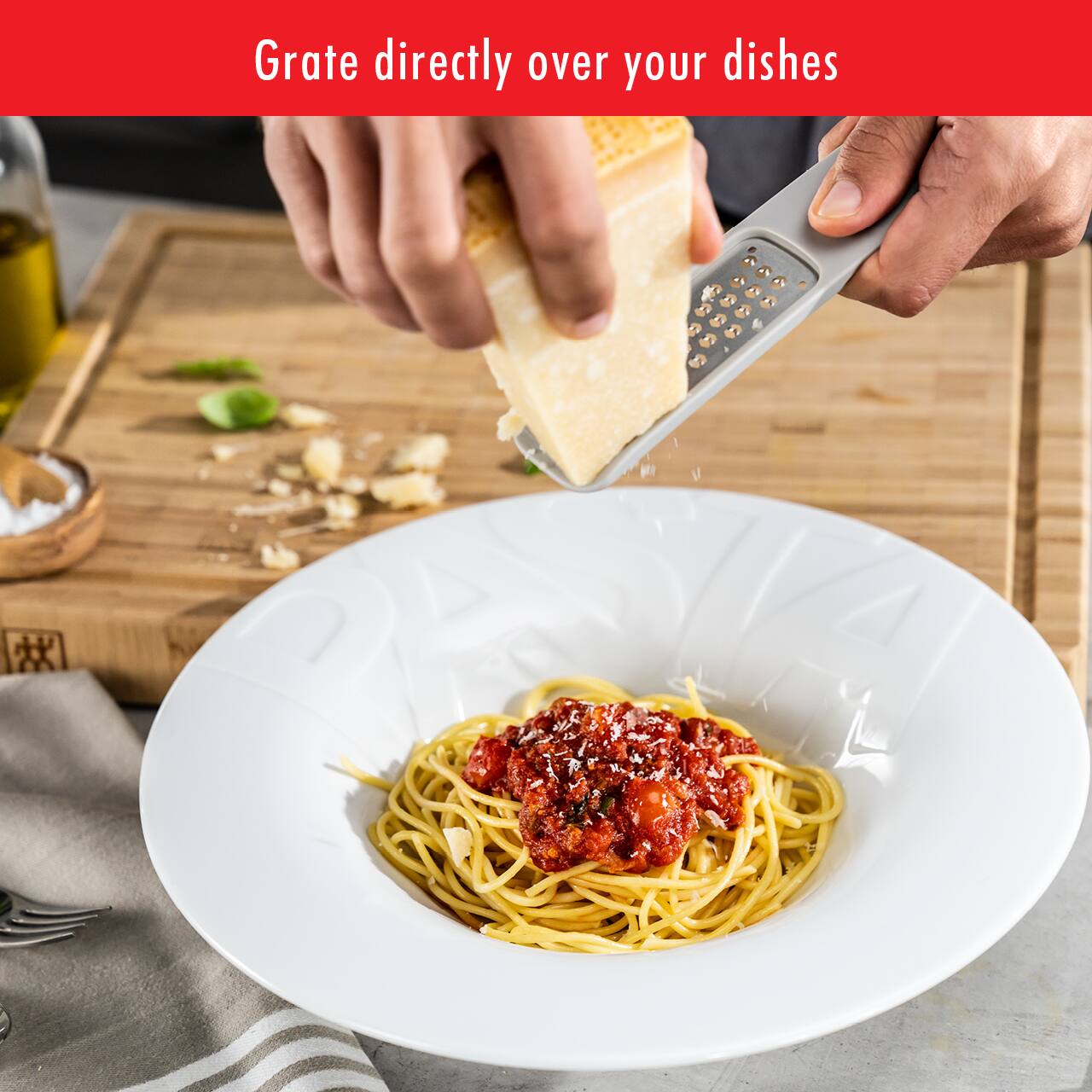 Grate directly over your dishes