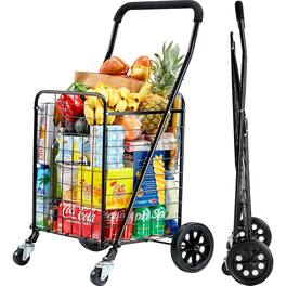 Pipishell - Shopping Cart with Dual Swivel Wheels for Groceries PITUC1 - Black