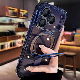 Dteck - Magnetic Ring Stand Case for iPhone 17 Pro Max, Compatible with MagSafe, Clear Back Phone Cover Full Camera Lens Cover - Blue