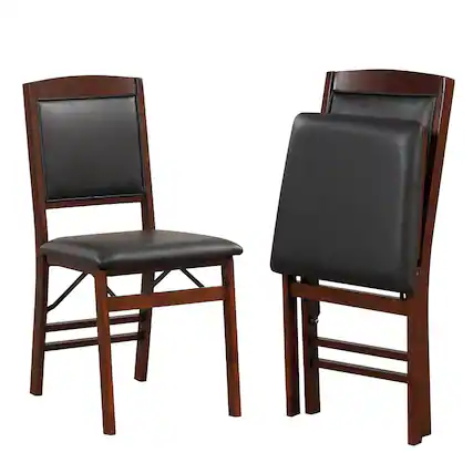 Front. Costway - Costway 2 Pack Folding Dining Chairs Foldable Chairs with PVC Padded Seat & High Backrest - Black,Brown.