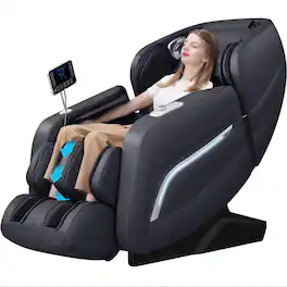 MassaMax - A306 Massage Chair with Full-Body Stretch, AI Control,Calf Kneading Massage, Memory Program, Calf Extension - Black