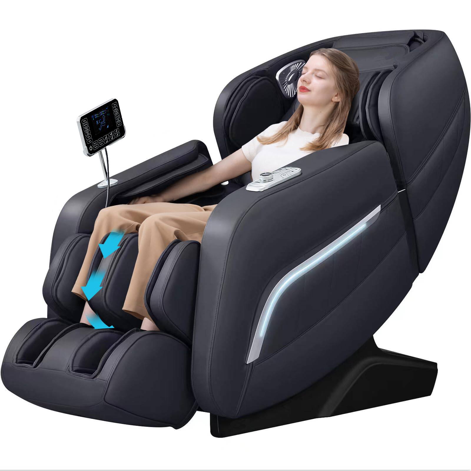 Front. MassaMax - MassaMAX A306 Massage Chair with Full-Body Stretch, AI Control,Calf Kneading Massage, Memory Program, Calf Extension - Black.