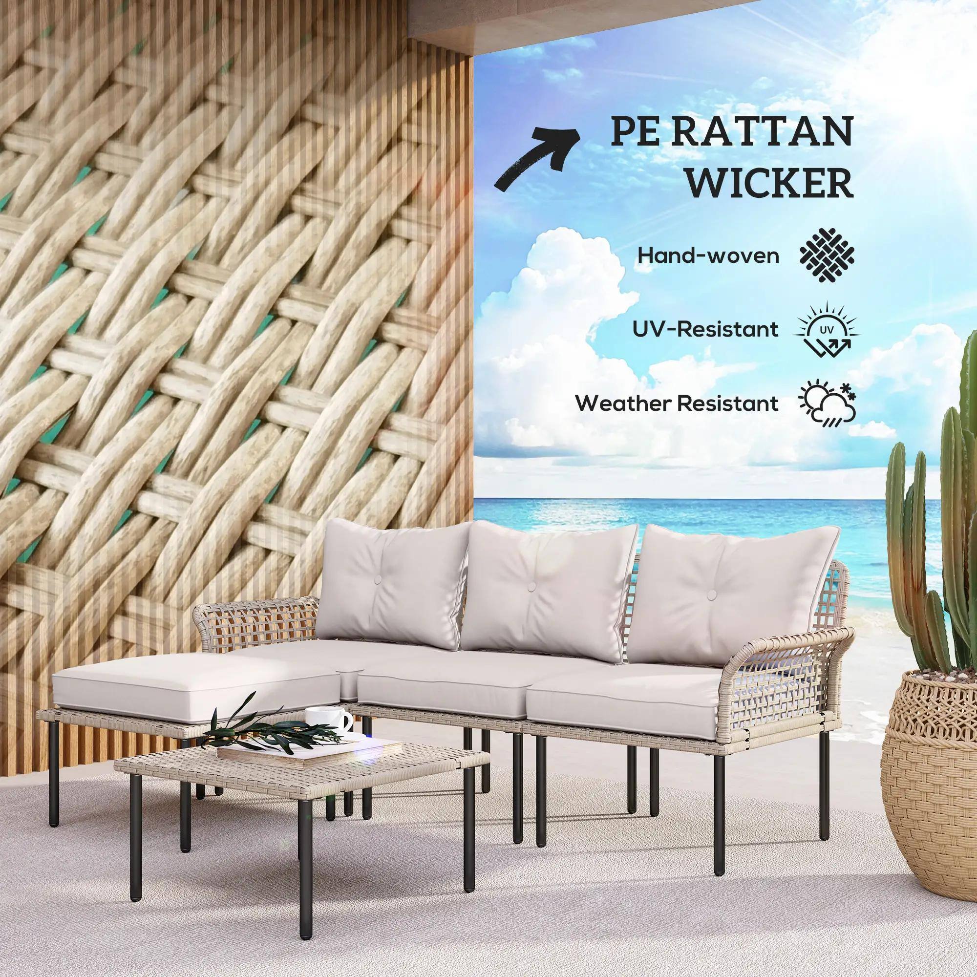 PE RATTAN WICKER Hand-woven UV-Resistant Weather Resistant